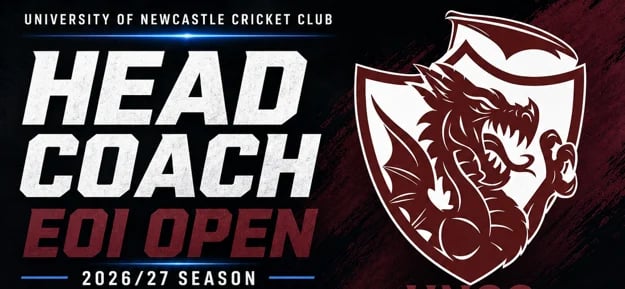 University of Newcastle Cricket Club Head Coach EOI Open job posting for 2026/27 season with club crest logo
