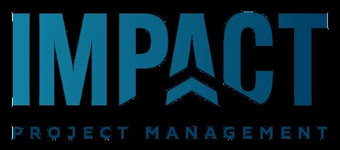 Impact Project Management logo in teal blue with an upward arrow symbol
